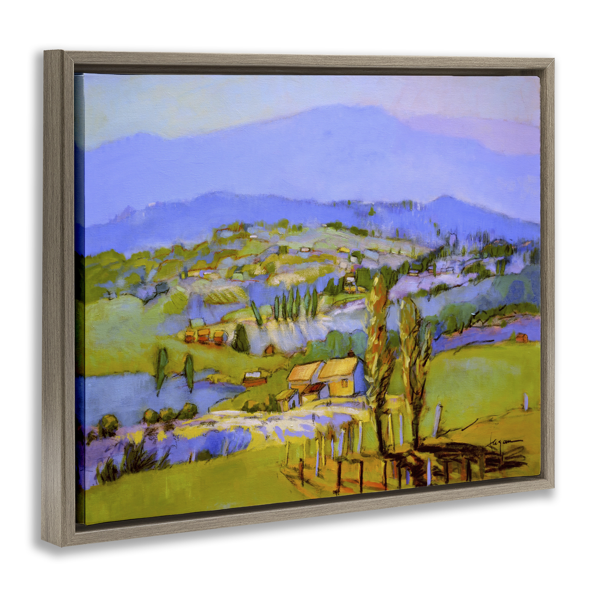 Stupell Industries Classic Countryside Mountains Landscape & Nature Painting Brown Floater Framed Canvas Art Print Wall Art, 31 x 25