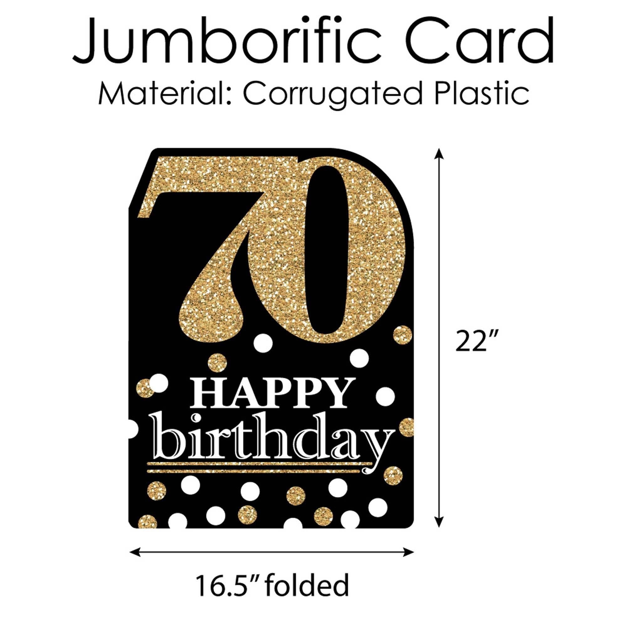 Big Dot of Happiness Adult 70th Birthday - Gold - Happy Birthday Giant Greeting Card - Big Shaped Jumborific Card