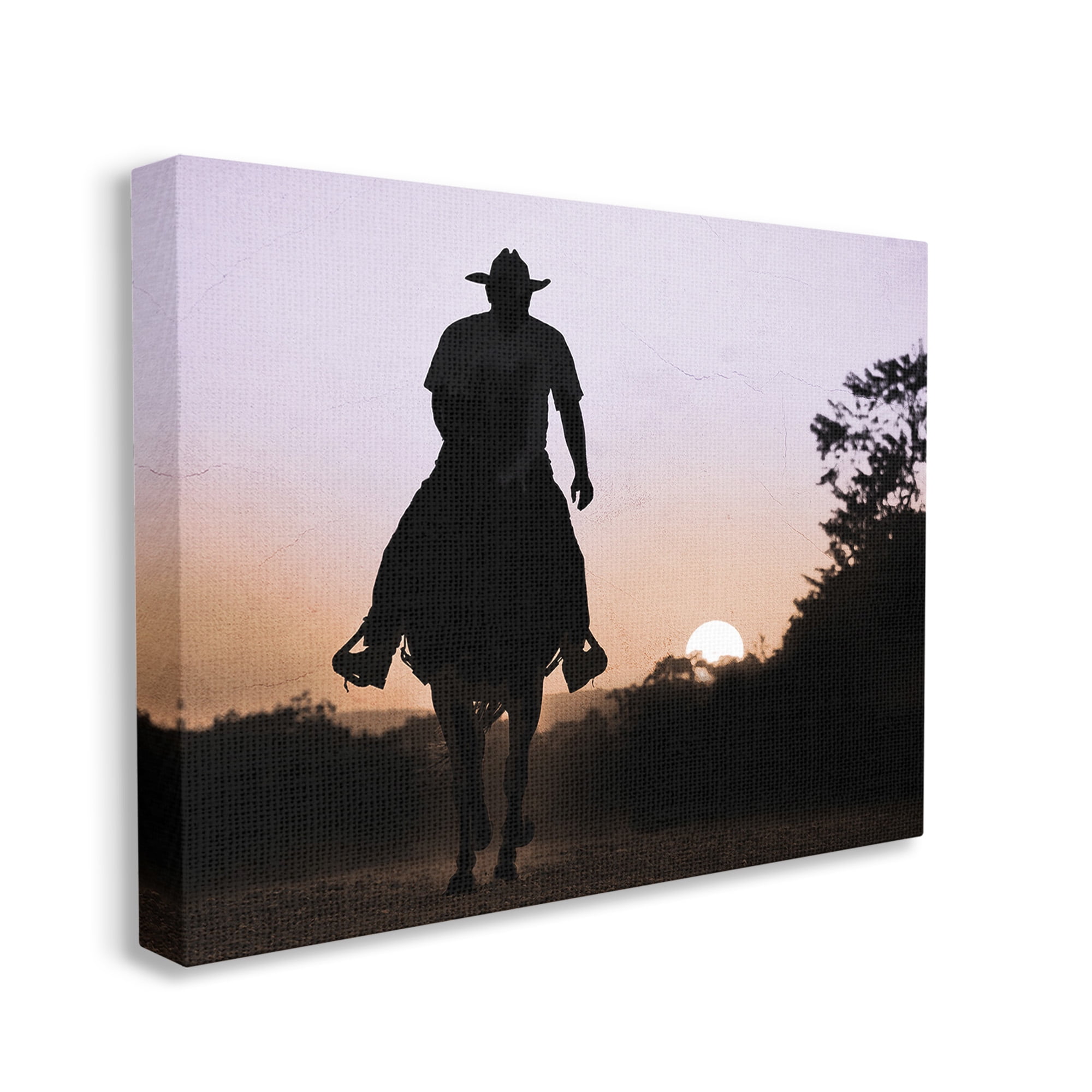 Stupell Industries Cowboy & Setting Sun Landscape Photography Gallery Wrapped Canvas Art Print Wall Art, 20 x 16