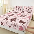 thumbnail image 3 of Manfei Girly Pink Tree Twin Sheet Sets, Christmas Deer Snowflake Twin Fitted Sheet, Teen Boy Girl Kid Flat Sheet, Lightweight Room Decor, 3-Piece, 3 of 7