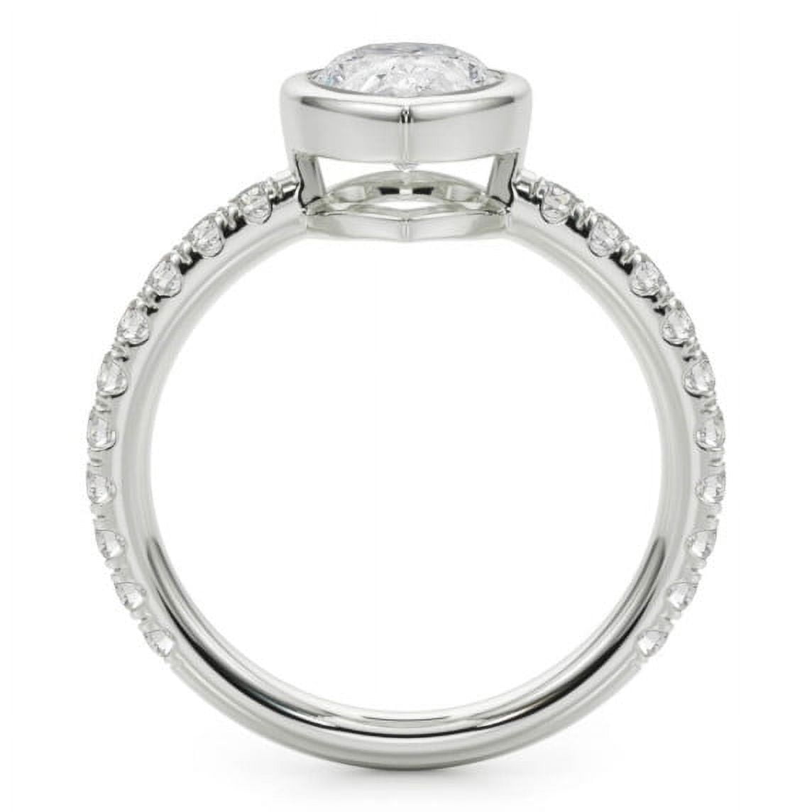 Lina Jewel 2.24 Ct Excellent Pear-Shaped Bezel Diamond Engagement Ring - Lab-Created Simulated Solitaire with Accent Stones for Women - 14K White Gold Plated Wedding Band - Perfect for Gift Giving