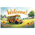 thumbnail image 2 of Watercolor Style Welcome Banner with Yellow School Bus and Floral Elements Backdrop Decorations for School Events Party Openings Community Gatherings and Classroom Decor, 2 of 4