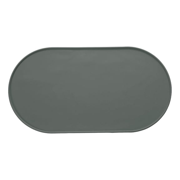 Uxcell Cat Food Mat, 18x10 Inch Silicone Pet Feeding Mat Non-Slip Oval Waterproof Dog Water Bowl Tray Raised Edge Protects Floors (Dark Gray), Intended for Pets Bowl/Fountain