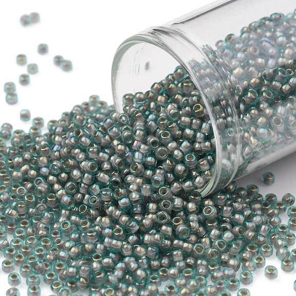 TOHO Round Seed Beads Japanese Seed Beads (1851) Brick Lined Aqua Rainbow 11/0 2.2mm Hole: 0.8mm about 1110pcs/10g