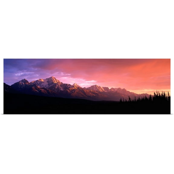 Great BIG Canvas | Rolled Calvin Hall Poster Print entitled Chugach Mountains At Sunset Near Matanuska Glacier, Southcentral, Alaska