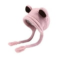 thumbnail image 4 of Gorro de invierno para mujer, resistente al viento, con dibujos animados, protector de orejas, tejido Rosa, 4 of 9