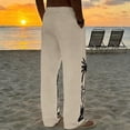 thumbnail image 5 of Zorckvet Mens Khaki Pants Casual Hawaii with Pockets Flax Elastic Waist Beach Pant for Men, 5 of 7