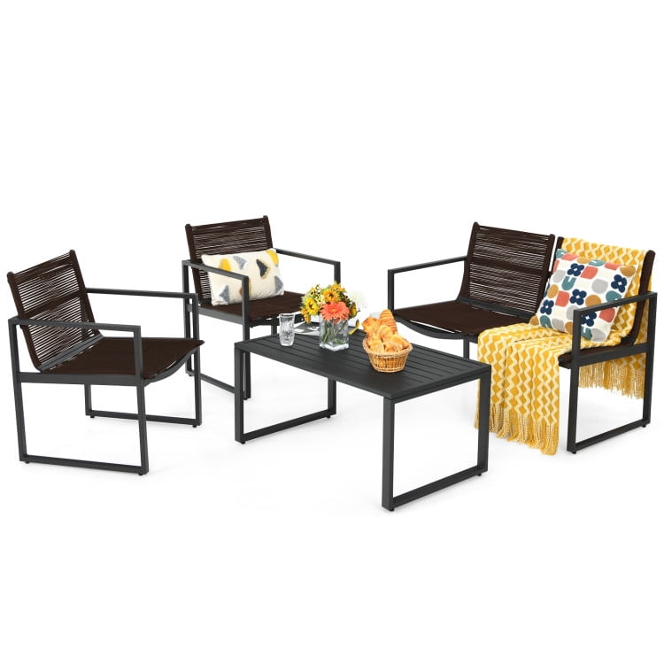 Aimee Lii 4 Pieces Patio Furniture Conversation Set with Sofa Loveseat, Small Patio Set, Black Aimee Lii 4 Pieces Patio Furniture Conversation Set with Sofa Loveseat, Small Patio Set, Black