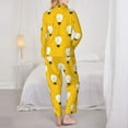 thumbnail image 3 of Pajama Sets for Women 2 Pcs, Bulb Pattern yellow Button Down Long Sleeve Sleepwear Lounge PJ Sets, 3 of 6