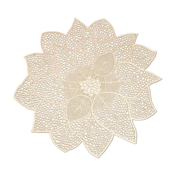 Lcxifdre 1-Pack Crochet Round Round Placemat, Pressed Hollow Table Mat, Non-Slip Lotus Placmat for Dining Table Decor Party Wedding Accent Centerpiece