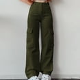 thumbnail image 2 of Ediodpoh Womens Pants Wear Waist Three Pocket Trousers Waist Cargo Casual Utility Pants with Fit for Women Army Green XL, 2 of 7