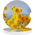 thumbnail image 1 of RYLABLUE Oil Painting Style Yellow Flowers Set of 6 Car Coaster for Drinks, Absorbent Ceramic Stone Coasters Cup Mat with Cork Base for Home Kitchen Room Coffee Table Bar Decor, 1 of 5