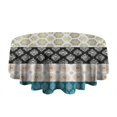 thumbnail image 5 of Round Waterproof Tablecloth 60×60 Inch, Boho Style Reusable Indoor/Outdoor Durable Table Cover for Party Kitchen Dinner Room Decor, 5 of 6