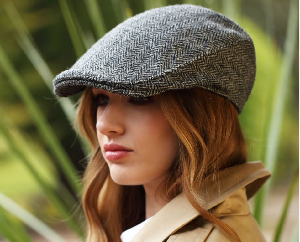 Traditional Irish tweed flat cap ready for shipping -HANDMADE IN IRELAND brown herringbone 100/% wool -padded