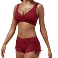 thumbnail image 1 of FcBaudy Womens Swimsuits Two Piece Swimsuit for Women Bathing Suit for Women Women Bikini Solid Strappy Back Set Two Piece Swimsuits Plus Size Bathing Suits Tankinis Swimwear Women Swimsuit, 1 of 5