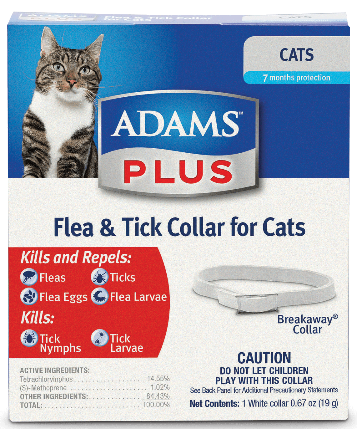 Adams Plus Flea & Tick Collar For Cats White
