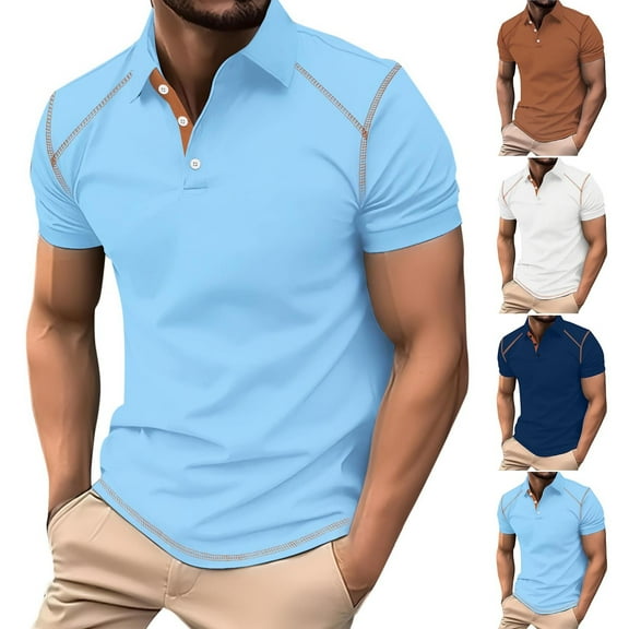 ZRGHAOYLQ Big and Tall Mens Henley Short Sleeve Shirts Plus Size Button Up Collared Shirt Muscle Slim Fit Golf Shirt Activewear Pullover for Men