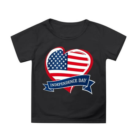 Gbsyewxs 250 Anniversary USA Shirt For Child Crew Neck Short Sleeve Independence Day Heart Print Breathable Summer Girls Fourth Of July Tshirt Black Size 4-5 Years