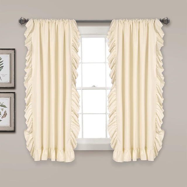 Lush Decor - Juego de Cortinas de Ventana Reyna de 63 x 54 Pulgadas, Color Marfil, para Sala de Estar, Comedor, recámara (par)