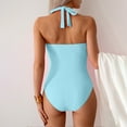 thumbnail image 4 of Swimsuit Women Twist Front Bathing Suit for Women One Piece Slimming Tummy Control Ruched Swimsuit Halter Vintage Womens Swimwear, S-2X, 4 of 9
