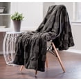 thumbnail image 3 of Chanasya Super Soft Fuzzy Faux Fur Elegant Rectangular Embossed Throw Blanket | Fluffy Plush Sherpa CozyGrey Microfiber Blanket for Bed Couch Living Room Fall Winter Spring (50" x 65") - Dark Grey, 3 of 10