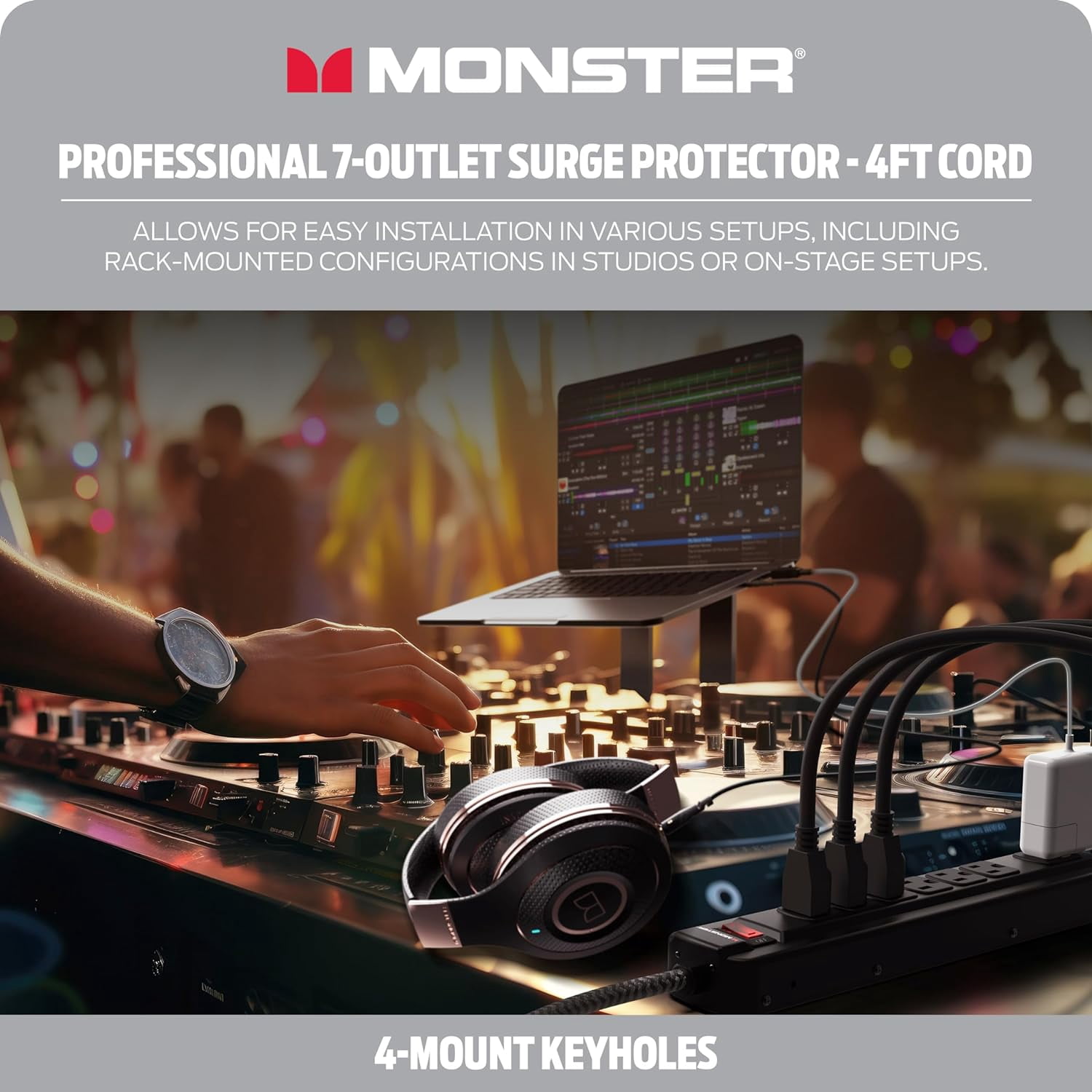 Monster Pro MI Surge Protector – 7 Outlet, 1350 Joule, Fireproof MOV Technology