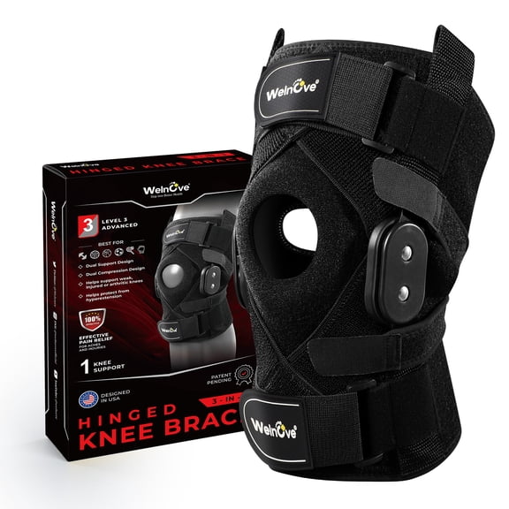 Welnove Adjustable Hinged Knee Brace for ACL, MCL, Meniscus Tear, and Arthritis Pain Relief - Dual Metal Stabilizers for Enhanced Support - Suitable for Men and Women