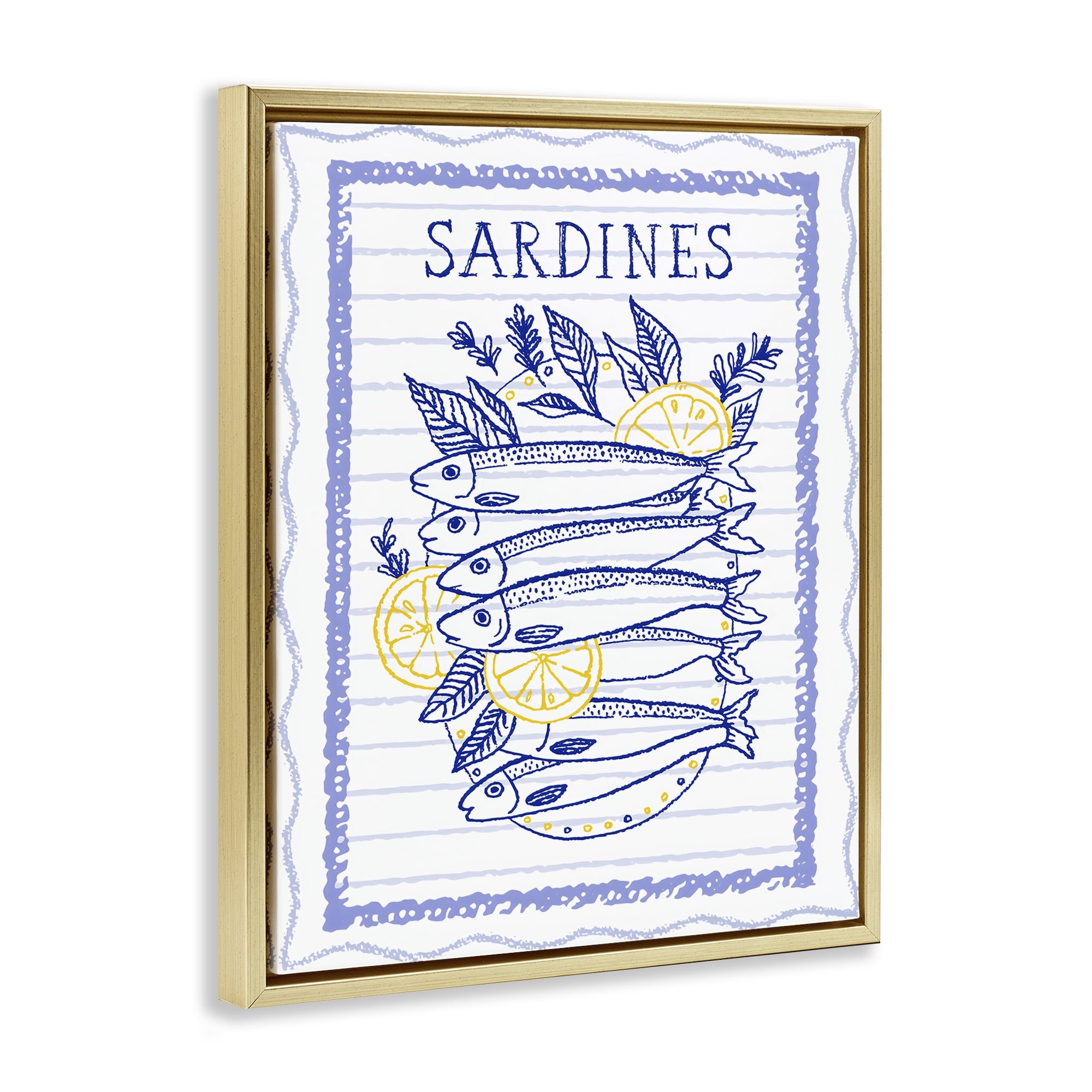 Stupell Industries Sardines Pile with Lemons Gold Framed Floater Canvas Wall Art, design by Creative Studio