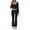 Black, variant on Women's Yoga Pants 2 Piece Lounge Sets Fold-over Flare Pants Set Long Sleeve Cropped Top Casual Outfits Pajamas