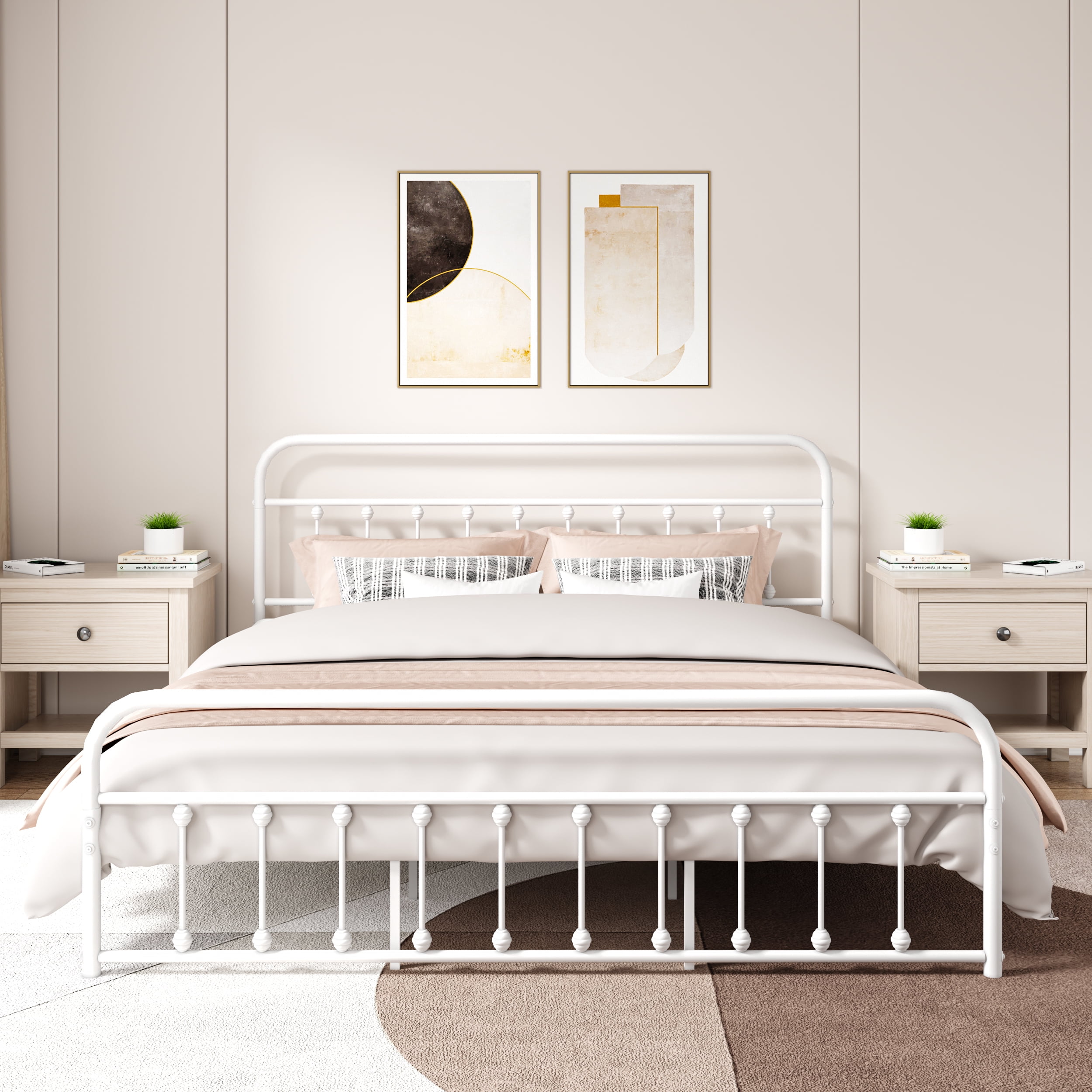 AUFANK King Size Platform Metal Bed Frame Foundation Heavy Duty Steel ...