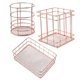 thumbnail image 3 of Rose Gold Metal Basket Set of 3 Stainless Steel Pen Holders for Home Storage Solutions, 3 of 3