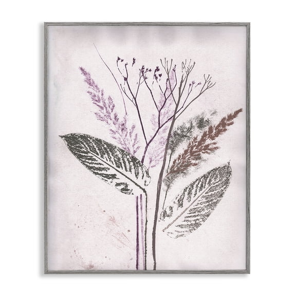 Stupell Industries Scandinavian Botanical Imprint Shapes Gray Framed Giclee Art, 24 x 30, by Pernille Folcarelli