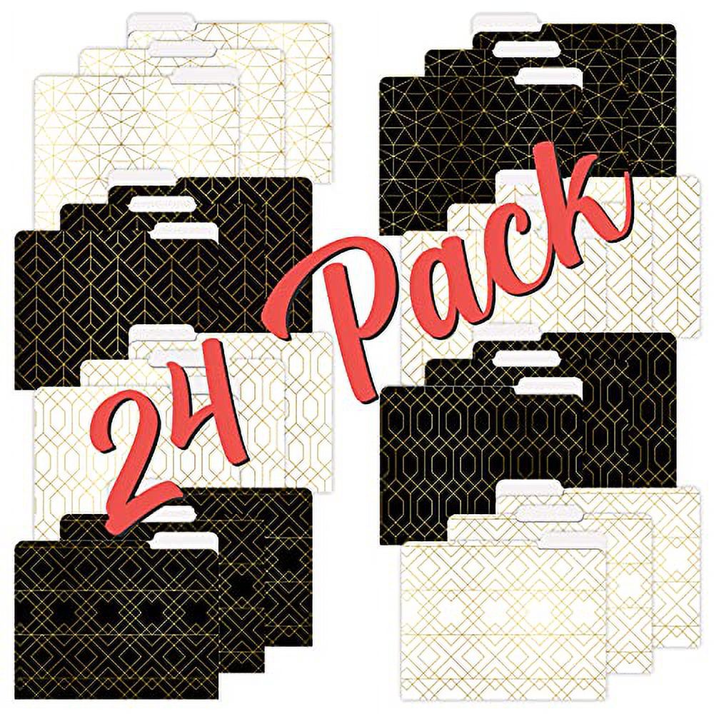 Better Office Geometric Gold Foil Heavyweight File Folders 1/3-Cut Tab Letter Size Assorted Colors