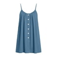 thumbnail image 6 of HBYJLZYG Women's Sleeveless Summer Mini Dress, Button-Front with Gathered Neckline, Relaxed Flowy Fit with Side Pockets, Casual Vacation Beachwear, Cotton Linen Blend, 6 of 8