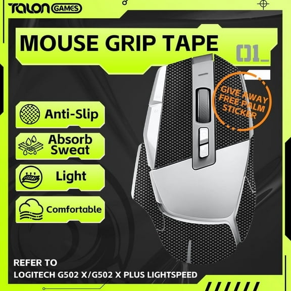 TALONGAMES Mouse Grip Tape for Logitech G502 X PLUS LIGHTSPEED Wireless, Black, 1 Count, 1 Pack