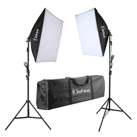 Photo Video Studio Softbox Lighting Kit, Background Support System and 135W Bulb 5070 Single Head Soft Light Box Two Lights Set for Photo Studio