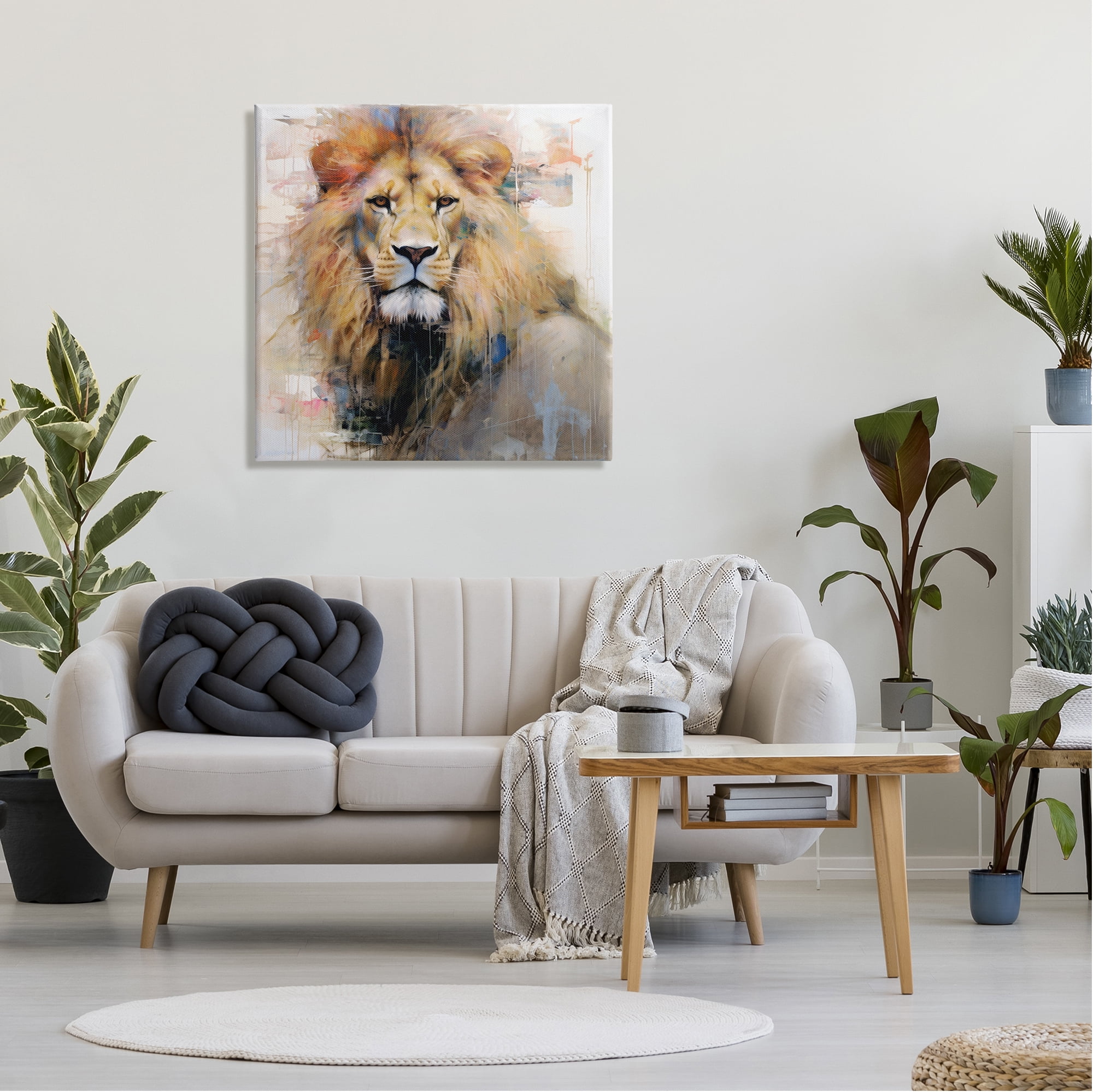 Stupell Industries Modern Lion Portrait Animals & Insects Painting Gallery Wrapped Canvas Art Print Wall Art, 30 x 30