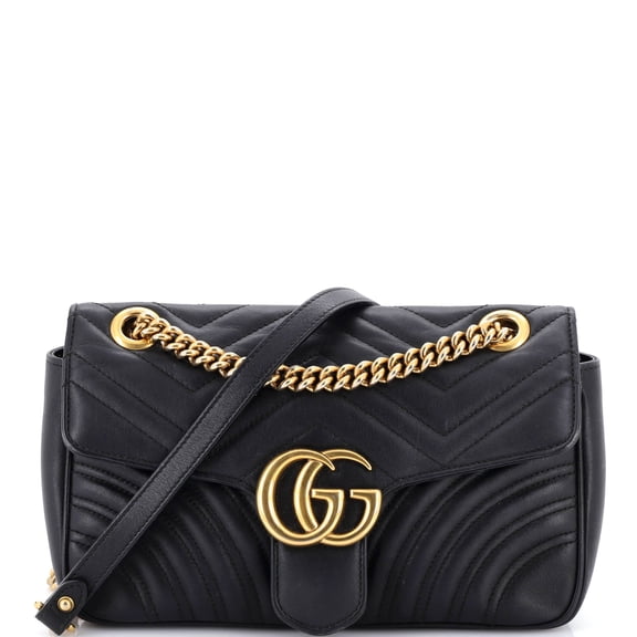 Pre-Owned GG Marmont Flap Bag Matelasse Leather Medium By Rebag