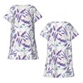 thumbnail image 3 of Bixox Lavender Flowers Pattern Women's Nightgown, Soft & Breathable Sleepwear, Round Neck Knee-Length Pajama Dress,Loungewear for Home & Sleep, 3 of 7