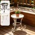 thumbnail image 7 of Flower Pot Holder Decorative Metal Plant Stand Vintage Round Stable Rack For Indoor Outdoor Corner And Small Space Display(White), 7 of 7
