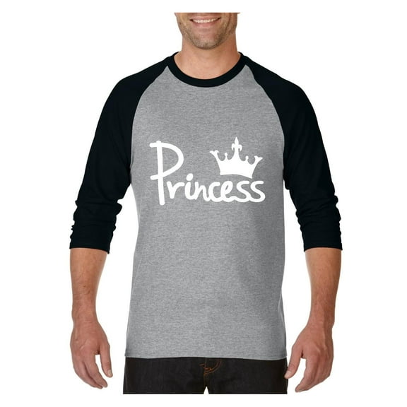 MmF - Mens Raglan Sleeve Baseball T-Shirts, up to Size 3XL - Princess Crown