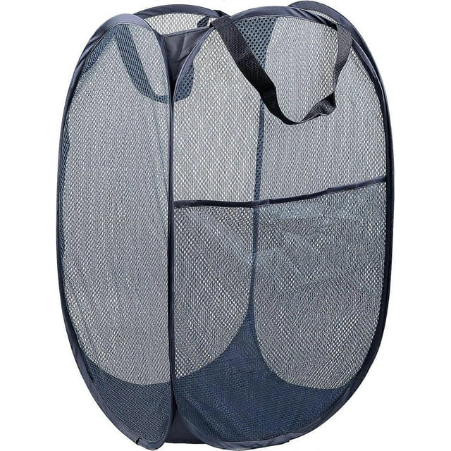 Pop-Up Laundry Hamper, 1 pcMesh Pop-Up Laundry Hamper, Premium Pop-Up Laundry Hamper, Mesh Laundry Hamper, Collapsible Pop-Up Mesh Hamper, Blue