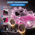 thumbnail image 4 of 24V 2 Seater Ride On Toys for Kids, Ride On Car with Remote Control, Ride On Truck, 4-Wheel Suspension, Soft Start, Bluetooth, Led Lights, Electric Car for Kids Ages 3-8, Gift for Boys Girls - Pink, 4 of 9