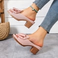 thumbnail image 5 of Dakaela Open Toe Heeled Sandals for Women Low Block Heels Bowknot Pumps Mules Backless Slip on Casual Wedding Dress Shoes Size 6-11 Pink, 5 of 9