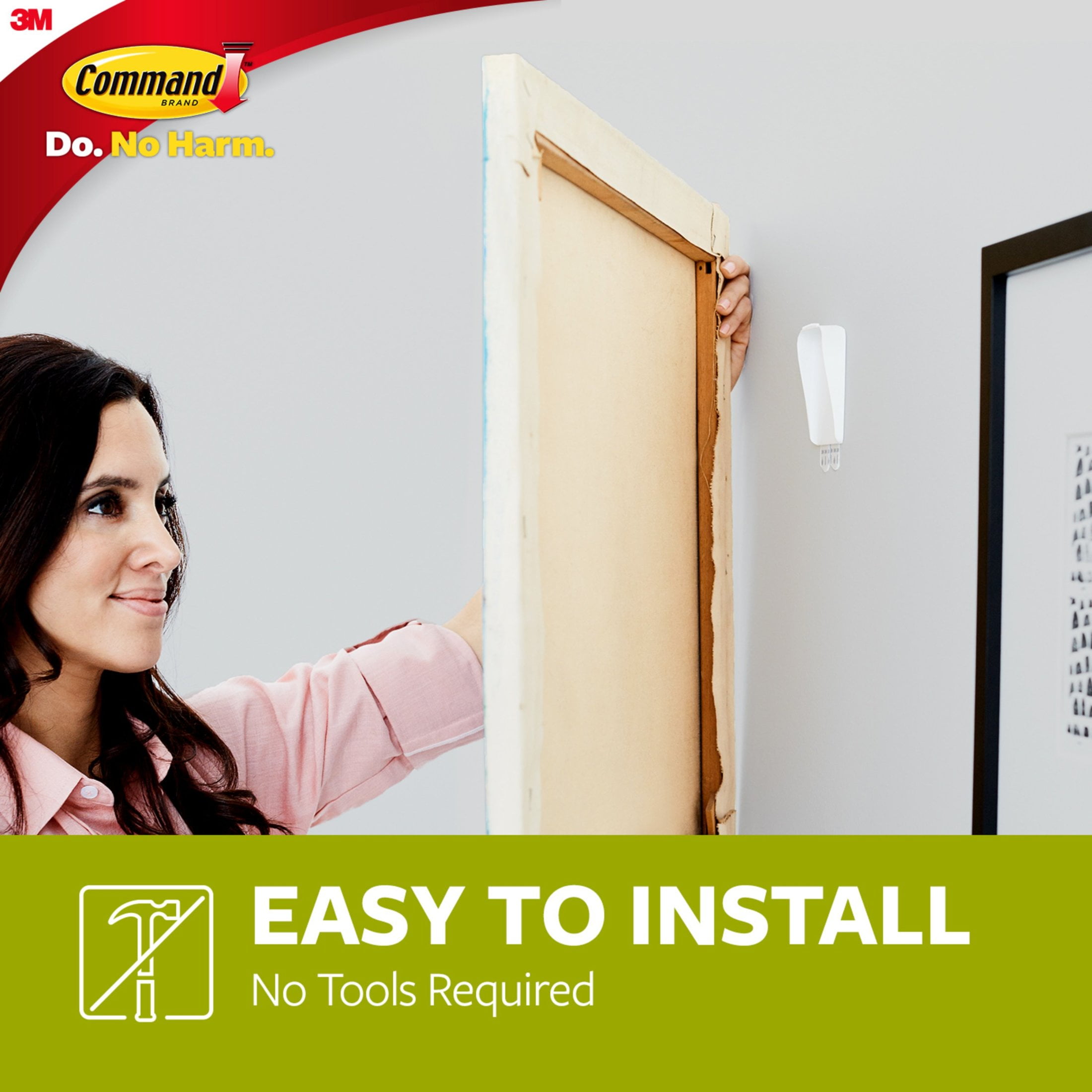 (2 pack) Command Canvas Hanger, Holds 3 lb, Large, White, 1 Canvas Wall Hanger, 2 Pairs Adhesive Strips