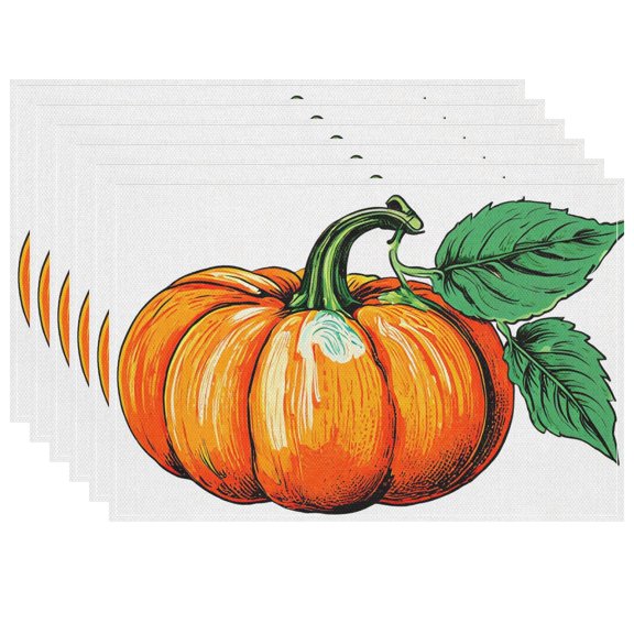 Durable Acorn Fall Placemats for Dining Table Decoration Fruits Simple Pumpkin Fade-Resistant Placemats Heat-Resistant Washable Placemats 6pcs/Pack 17.7"x13"
