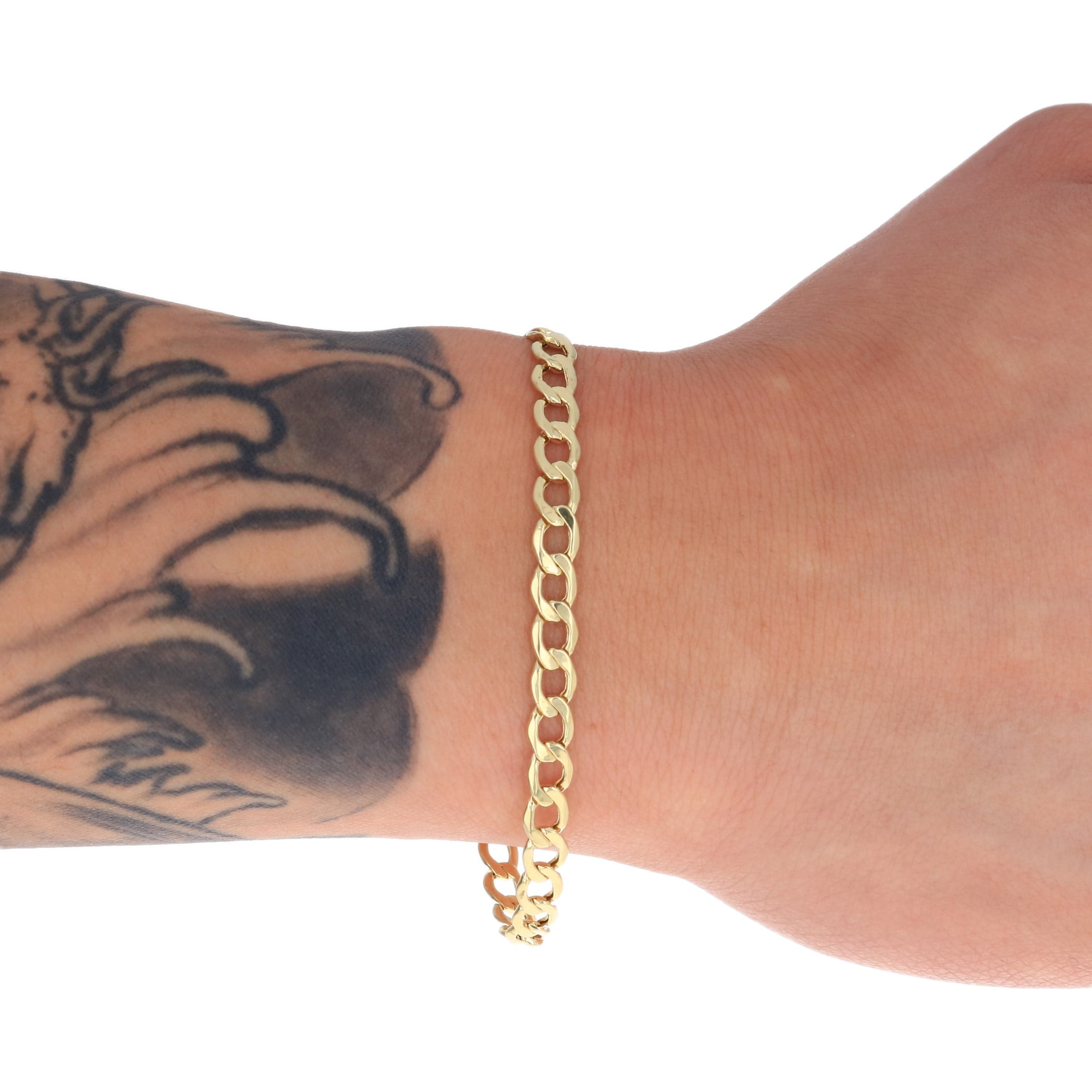 Nuragold 10k Real Yellow Gold Cuban Curb Link 5.5mm Chain Bracelet (7"-9") Italian Jewelry for Men & Women