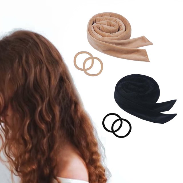2 diademas con varilla para rizar sin calor con gomas para el pelo. negro y café Fernando varilla rizadora sin calor