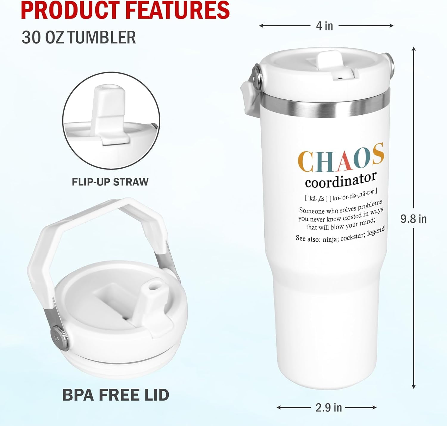 Funny Gifts For Women,Coworkers - Christmas,Birthday Gifts For Women,Friends,Thank You Gifts For Coworkers,Boss,Colleagues,Employee - 30 Oz Insulated Tumbler with Flip Straw and Handle