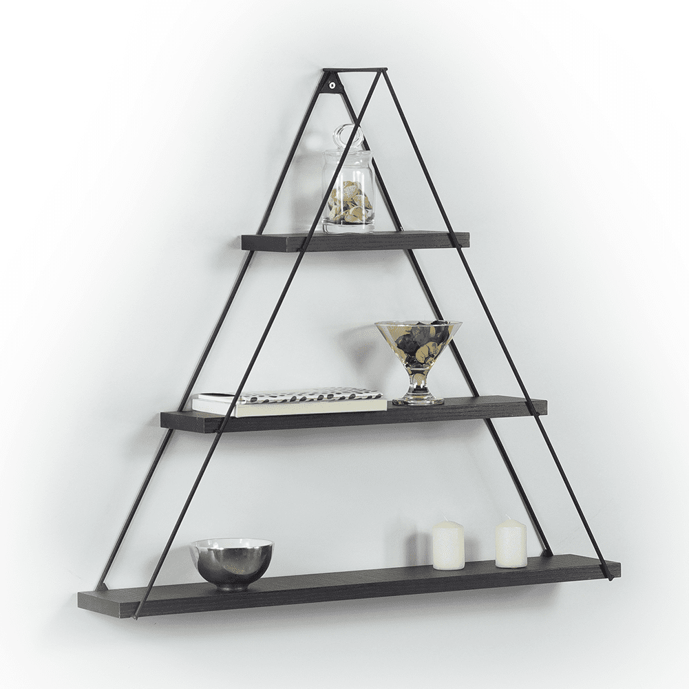 Cfowner Industrial Wall Mounted Pipe Shelving, Rustic Metal Floating Shelves, 3 Tier Wood